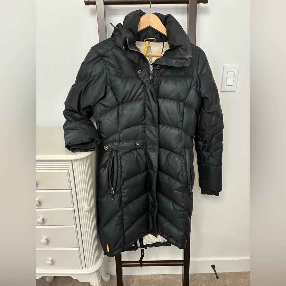 Lole Women's Black Puffer Jacket. Duck feather filled. Size small. EUC. - Picture 1 of 16